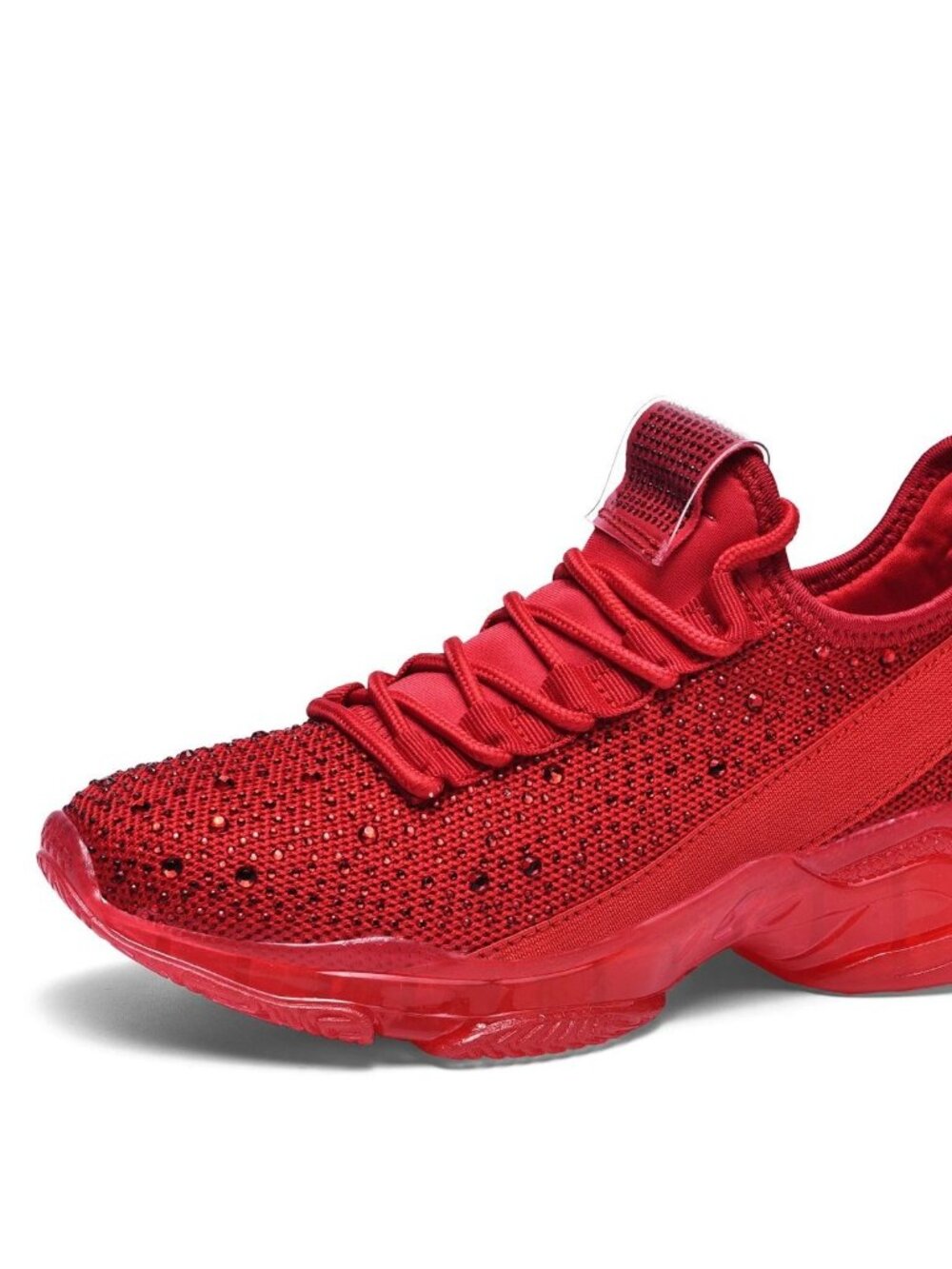 LUCKY STEP Women's Rhinestone Mesh Slip On Walking Shoes Fashion Glitter Sneaker